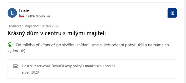 Ubytování U Bílé Paní recenze